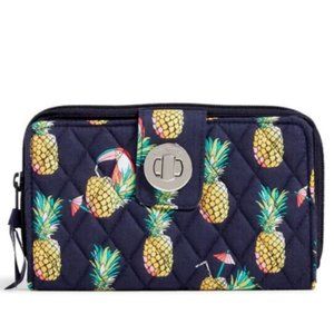 New VERA BRADLEY Factory Style RFID Turnlock Wallet NWT Toucan Party Pineapples